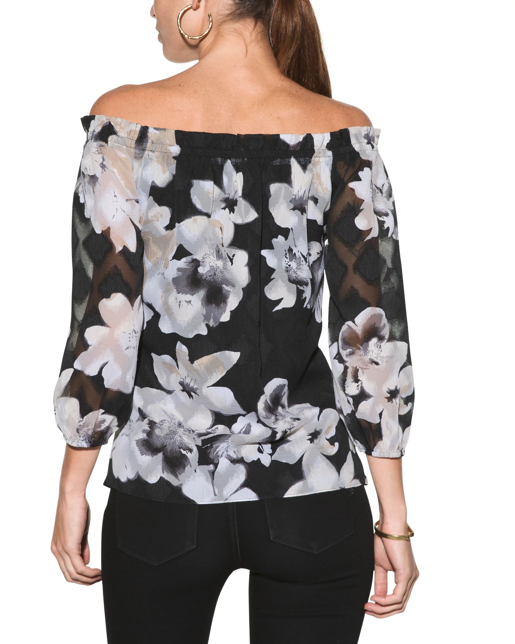 Outlet WHBM Off-The-Shoulder Jacquard Blouse