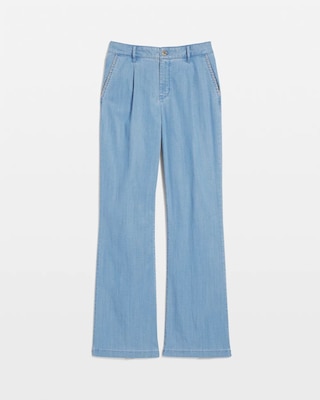 Petite High-Rise Wide-Leg Jean with Chain Trim click to view larger image.