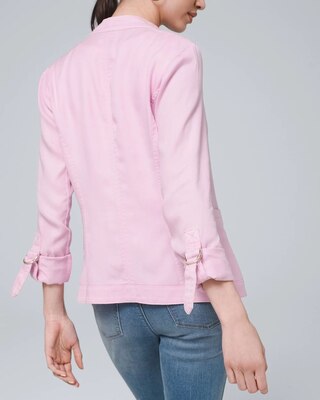 Drape-Front Roll-Sleeve Jacket