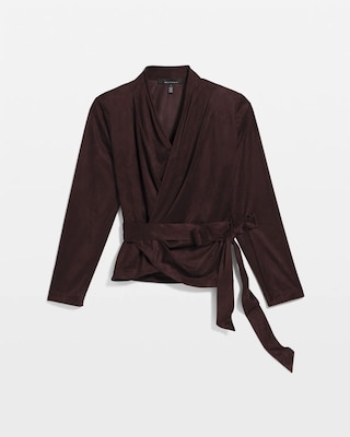 Faux Suede Wrap Blouse click to view larger image.