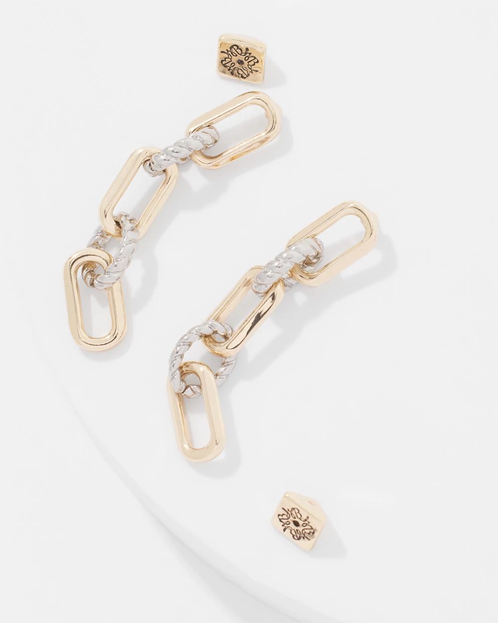 Mixed Metal Links Drop Earrings