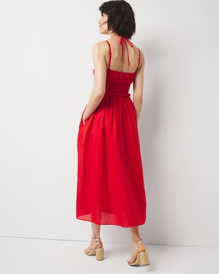Cotton Poplin Halter Midi Dress click to view larger image.