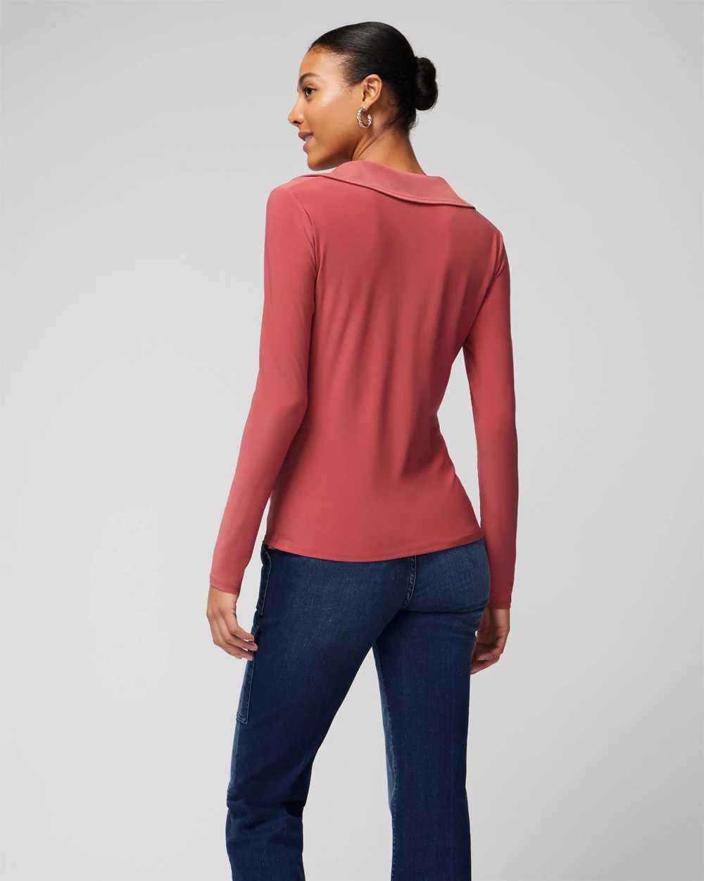 Collar Cowl Neck Long Sleeve Top click to view larger image.