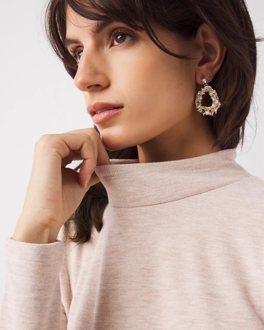 Puff Sleeve Mock Neck Snit