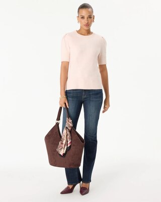 Crew Neck Elbow Sleeve Pullover click to view larger image.