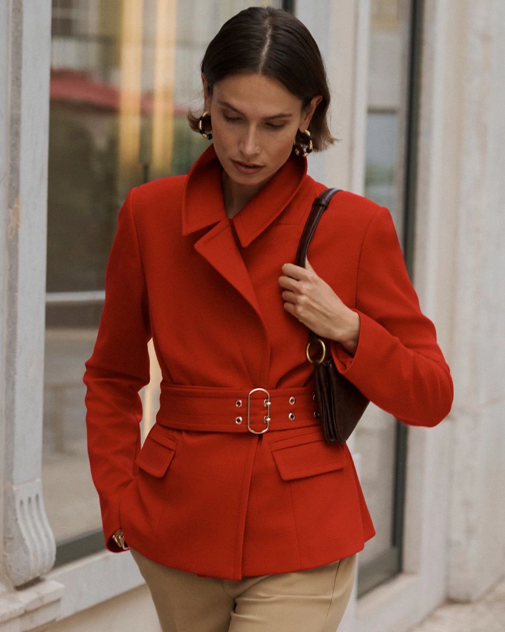 Petite Belted Ponte Jacket click to view larger image.