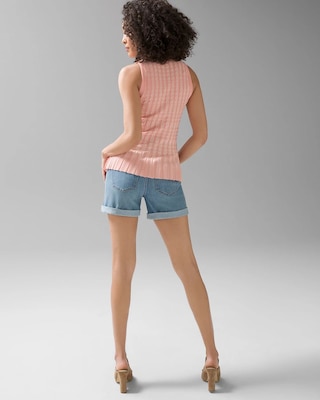 Sleeveless Mixed Stitch Peplum Top