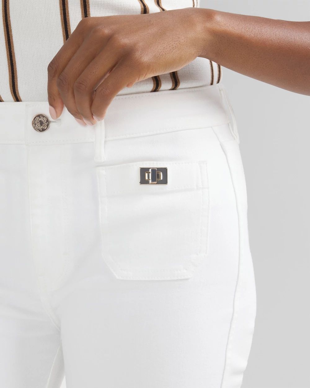 High-Rise Turnlock Skinny Flare Jeans
