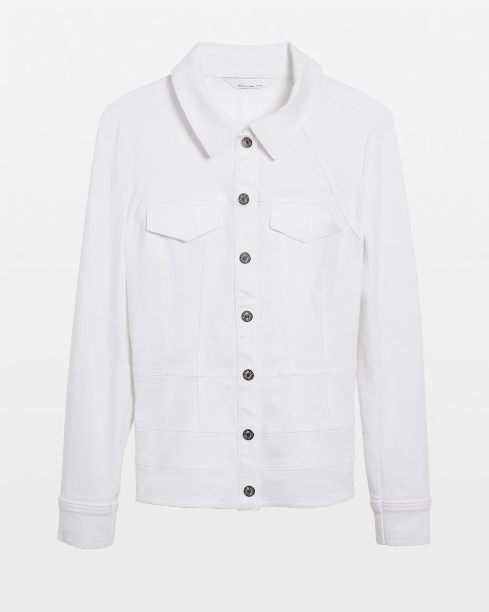 Petite Seamed White Denim Jacket click to view larger image.