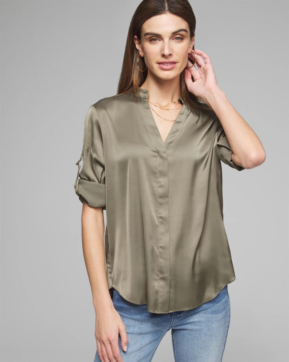Outlet WHBM Long Sleeve Utility Shirt