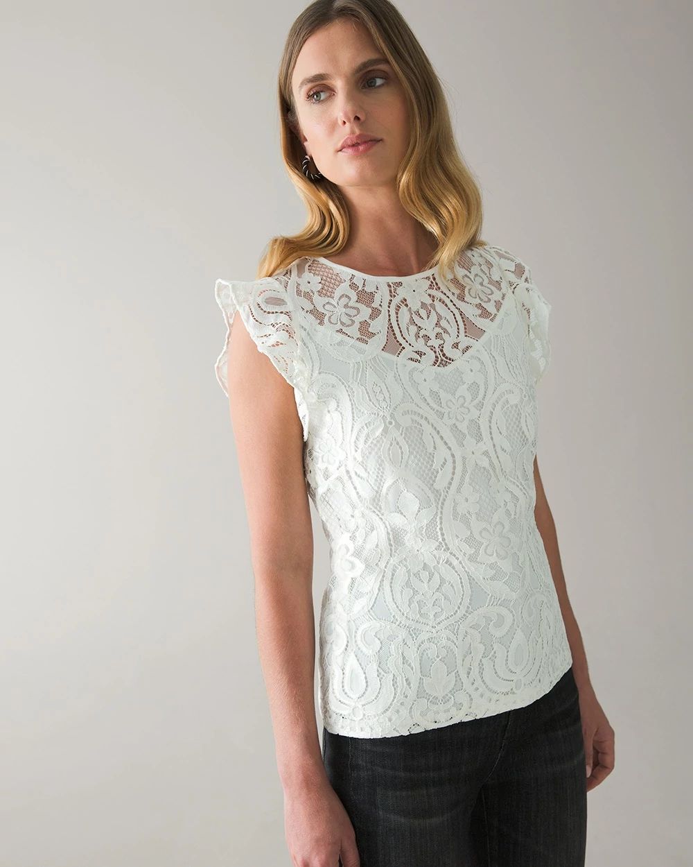 Lace Flutter Sleeve Shell click to view larger image.