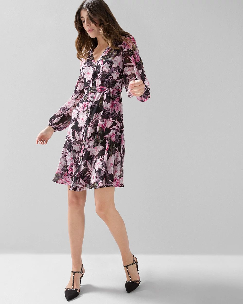 Long-Sleeve A-Line Shirtdress