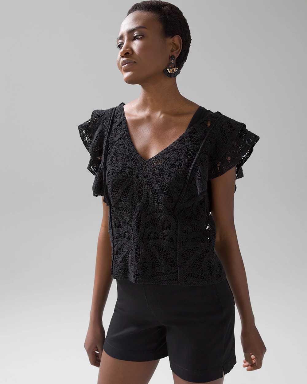 Black ruffle deals sleeve sweater