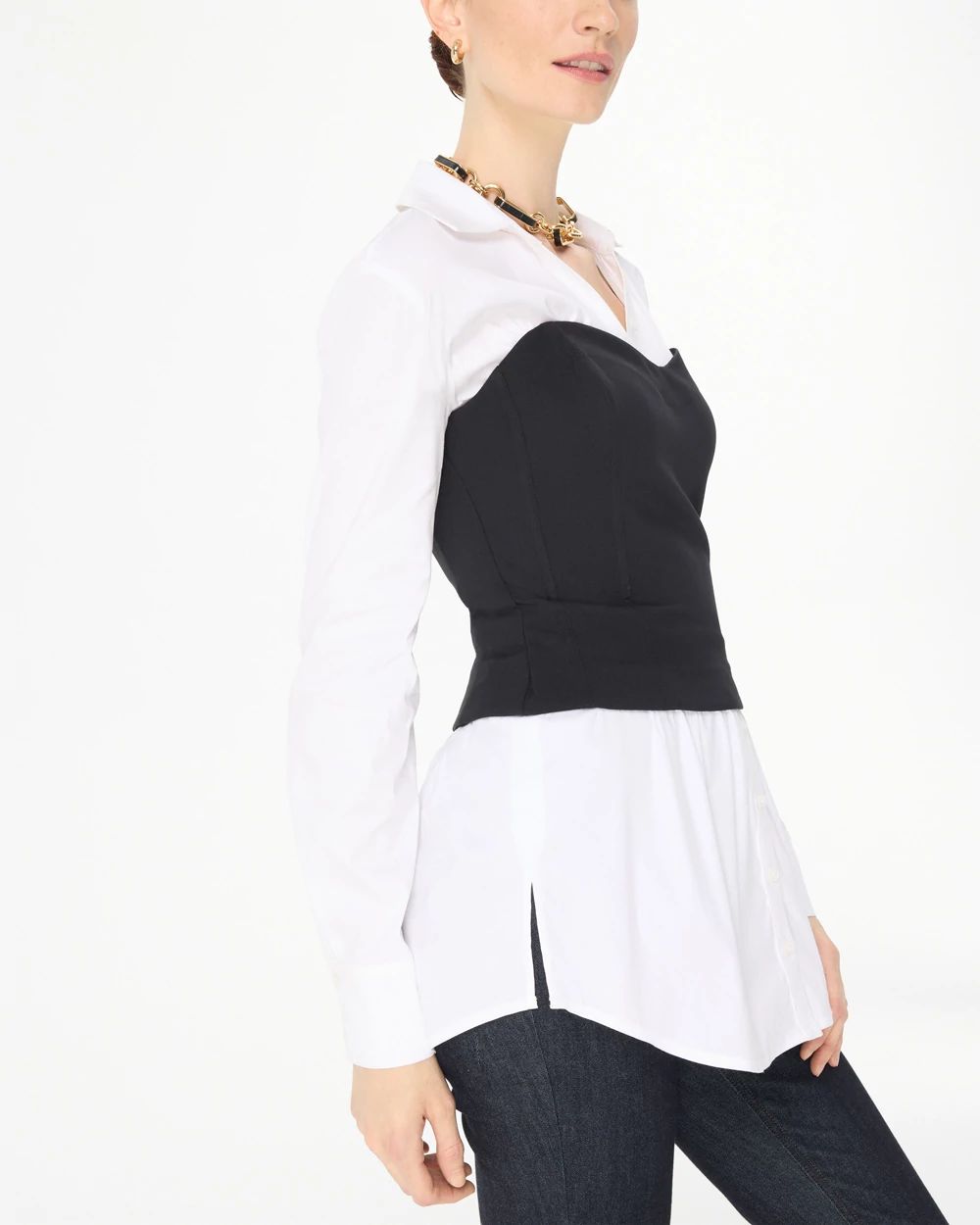 Ponte Bustier + Poplin Shirt