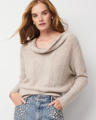 Metallic Dolman Pullover Sweater