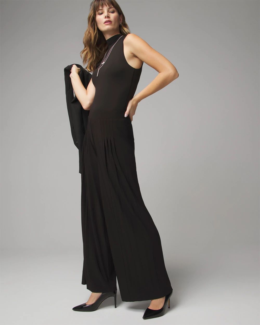 Matte Jersey Pleated Wide Leg Pant click to view larger image.