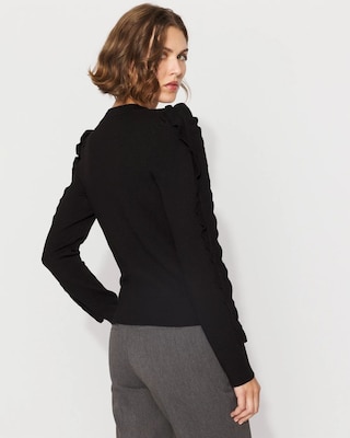 Ruffle Sleeve Pullover Sweater click to view larger image.