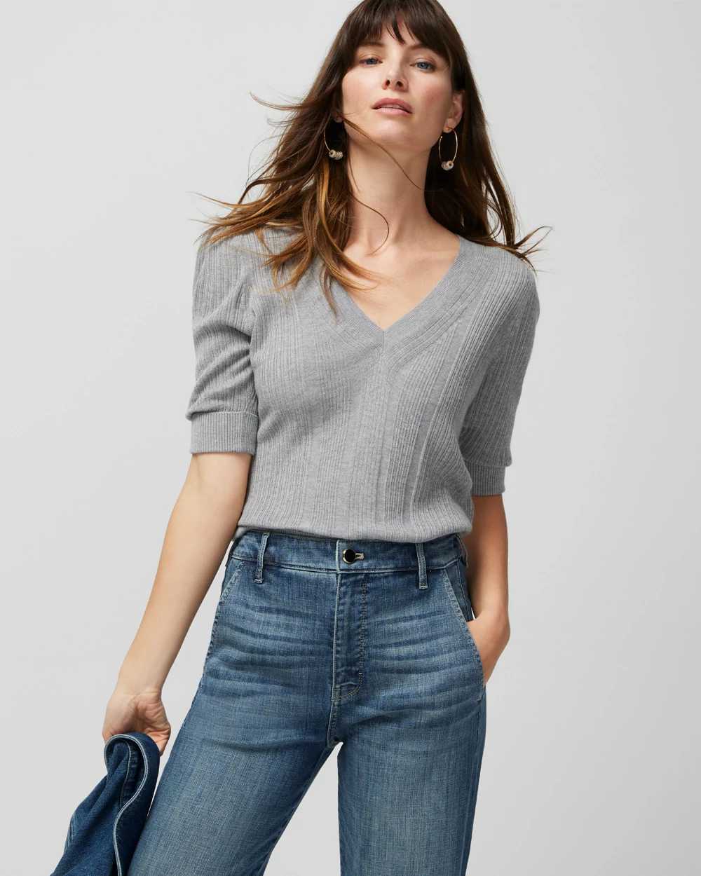 Cashmere Blend Elbow Sleeve Sweater White House Black Market