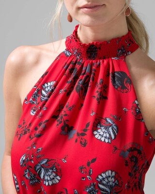 Smocked Waist Mini Halter Dress