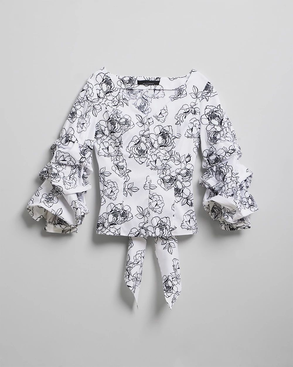 Drama-Sleeve Poplin Shirt