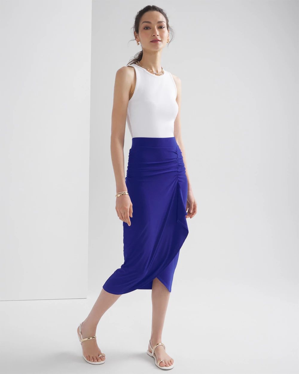 Ruched Matte Jersey Skirt
