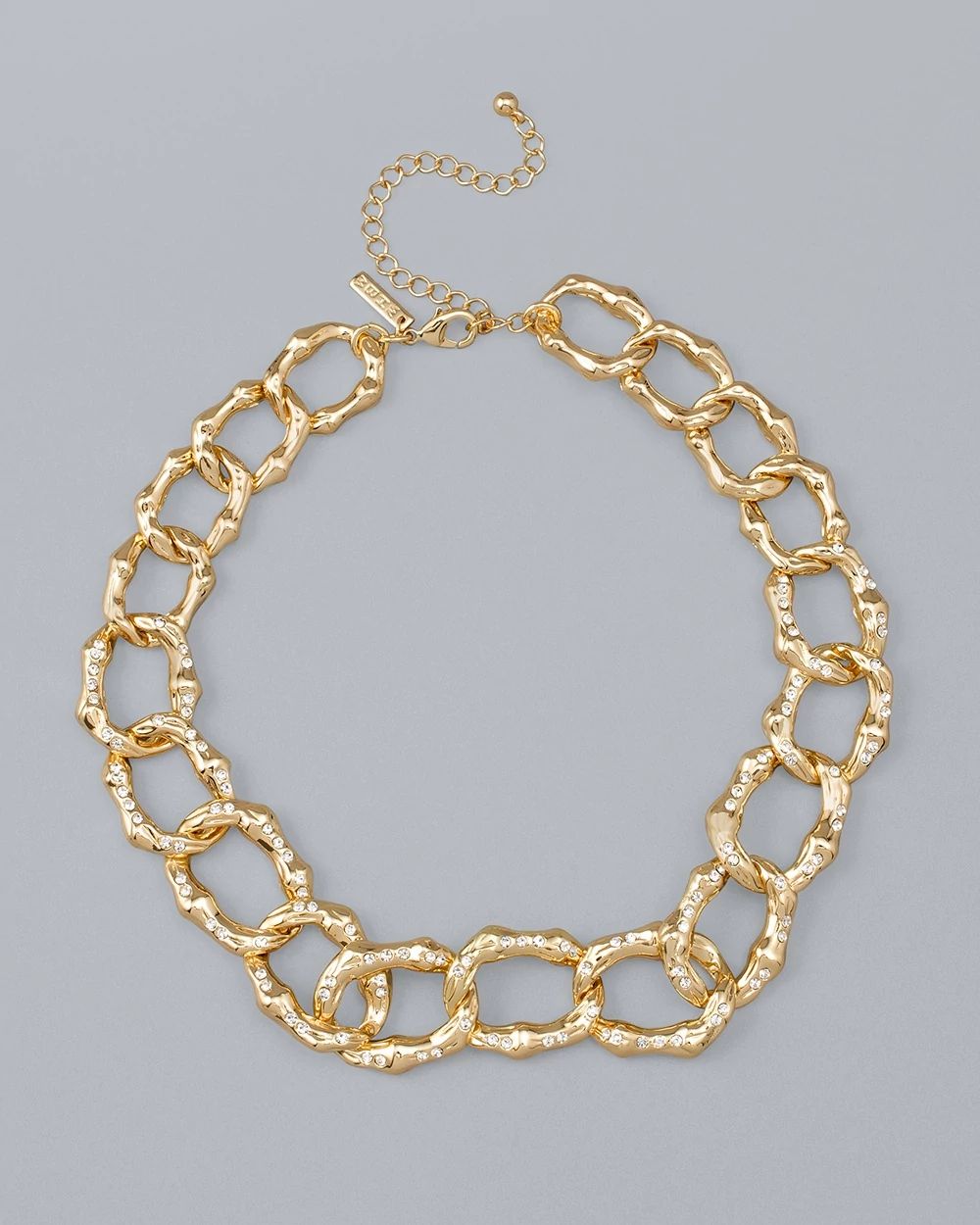 Goldtone Pavé Bamboo Link Necklace