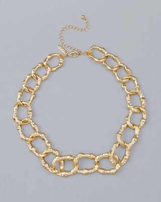 Goldtone Pavé Bamboo Link Necklace