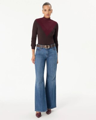 Colorblock Ribbed Mock Neck Sweater click to view larger image.