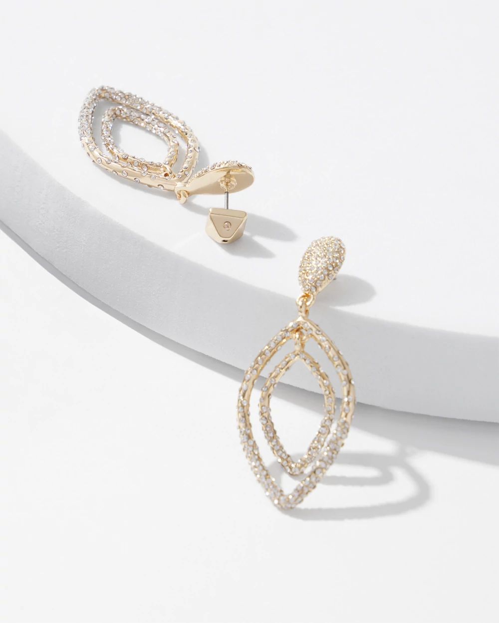 Gold-Dusted Pave Pedant Earrings