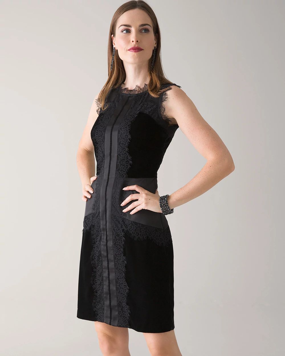 Velvet Lace Sleeveless Dress click to view larger image.