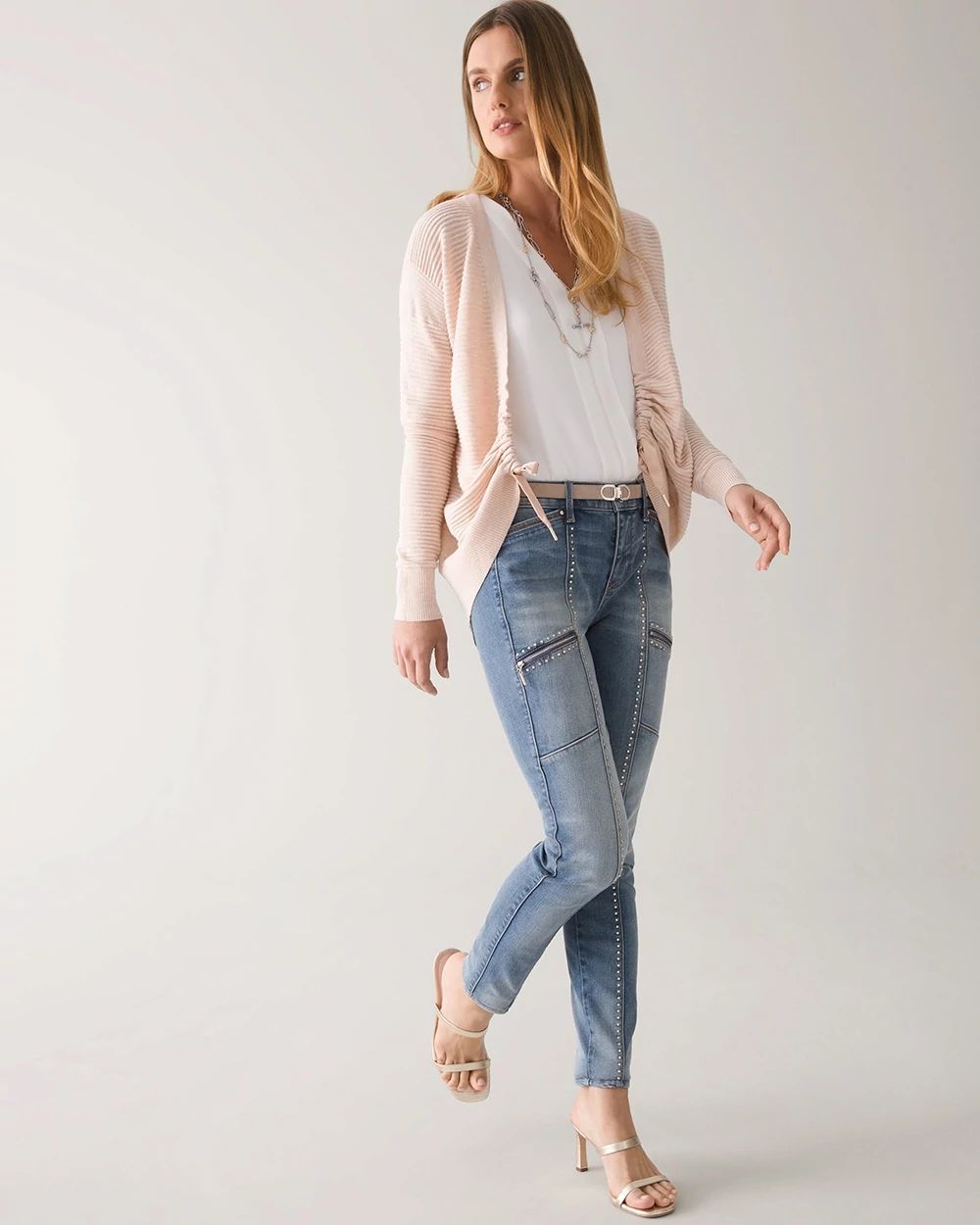 Mid-Rise  Studded Skinny Jeans