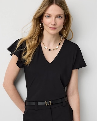 Flutter Sleeve Crepe Shell