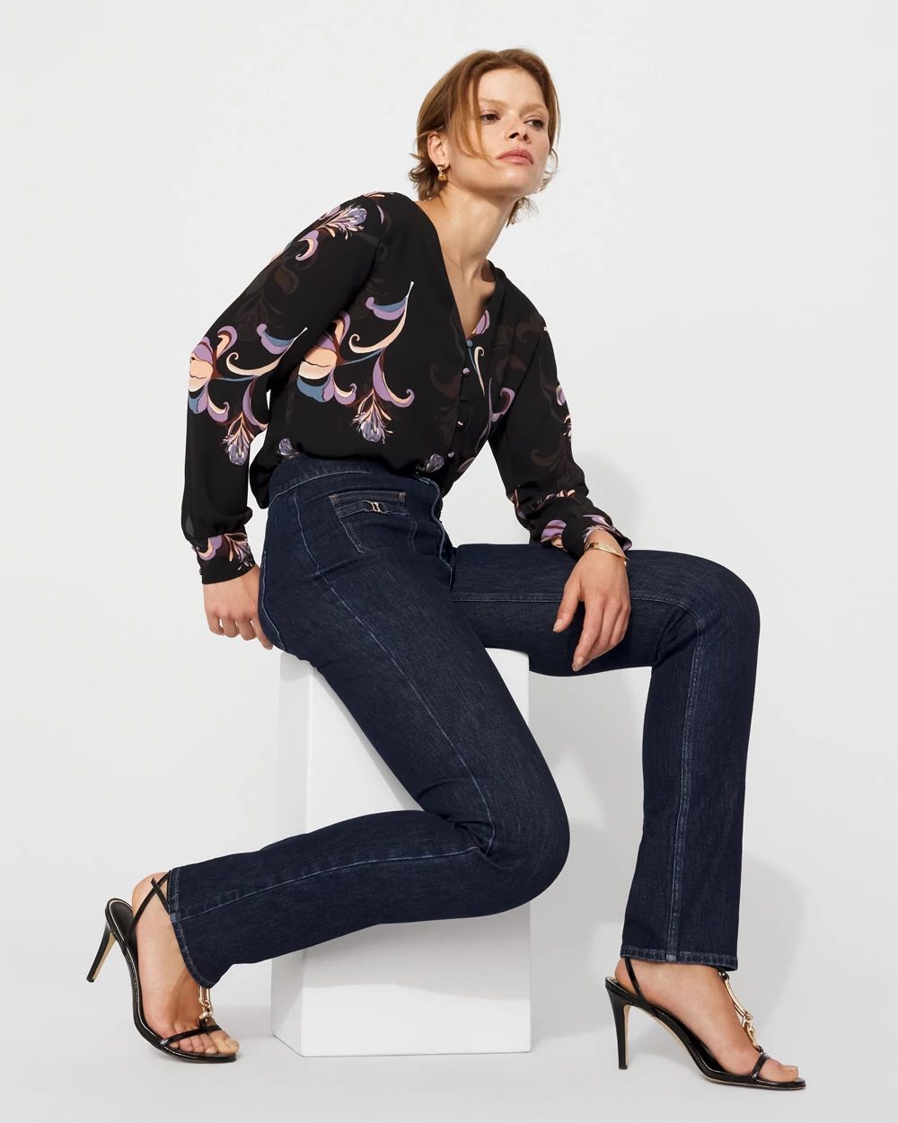 Long-Sleeve Button-Up Blouse click to view larger image.