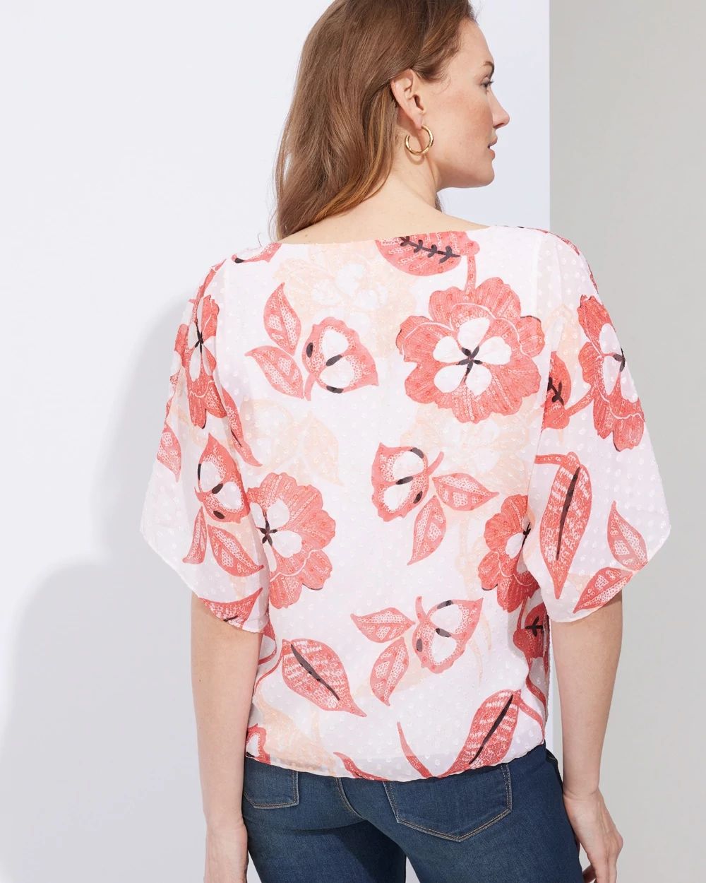 Outlet WHBM Print Jacquard Kimono Blouse click to view larger image.