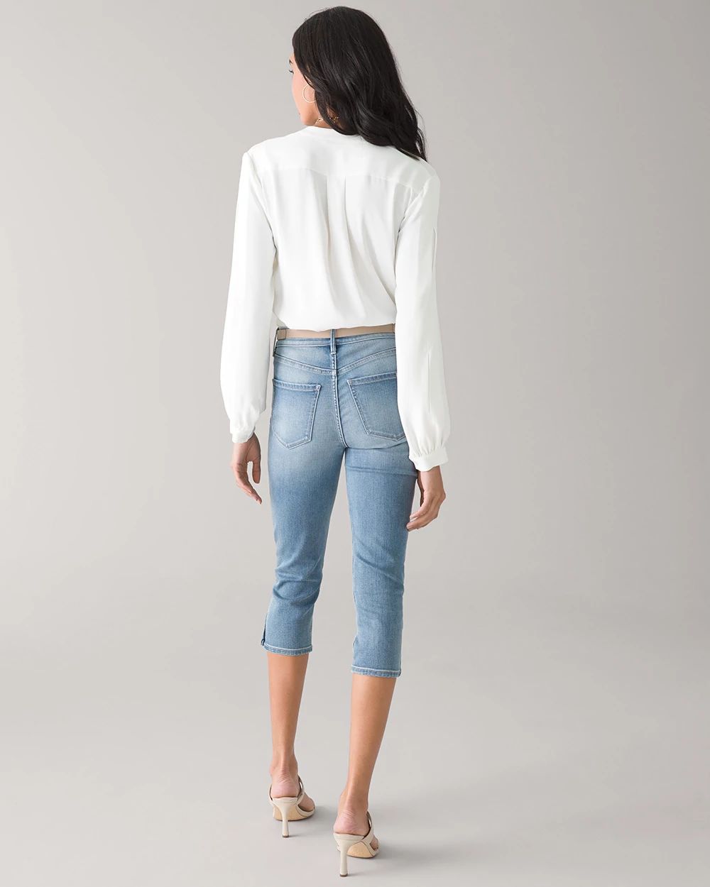 High-Rise Everyday Soft Denim™ Button Hem Slim Capri Jeans click to view larger image.