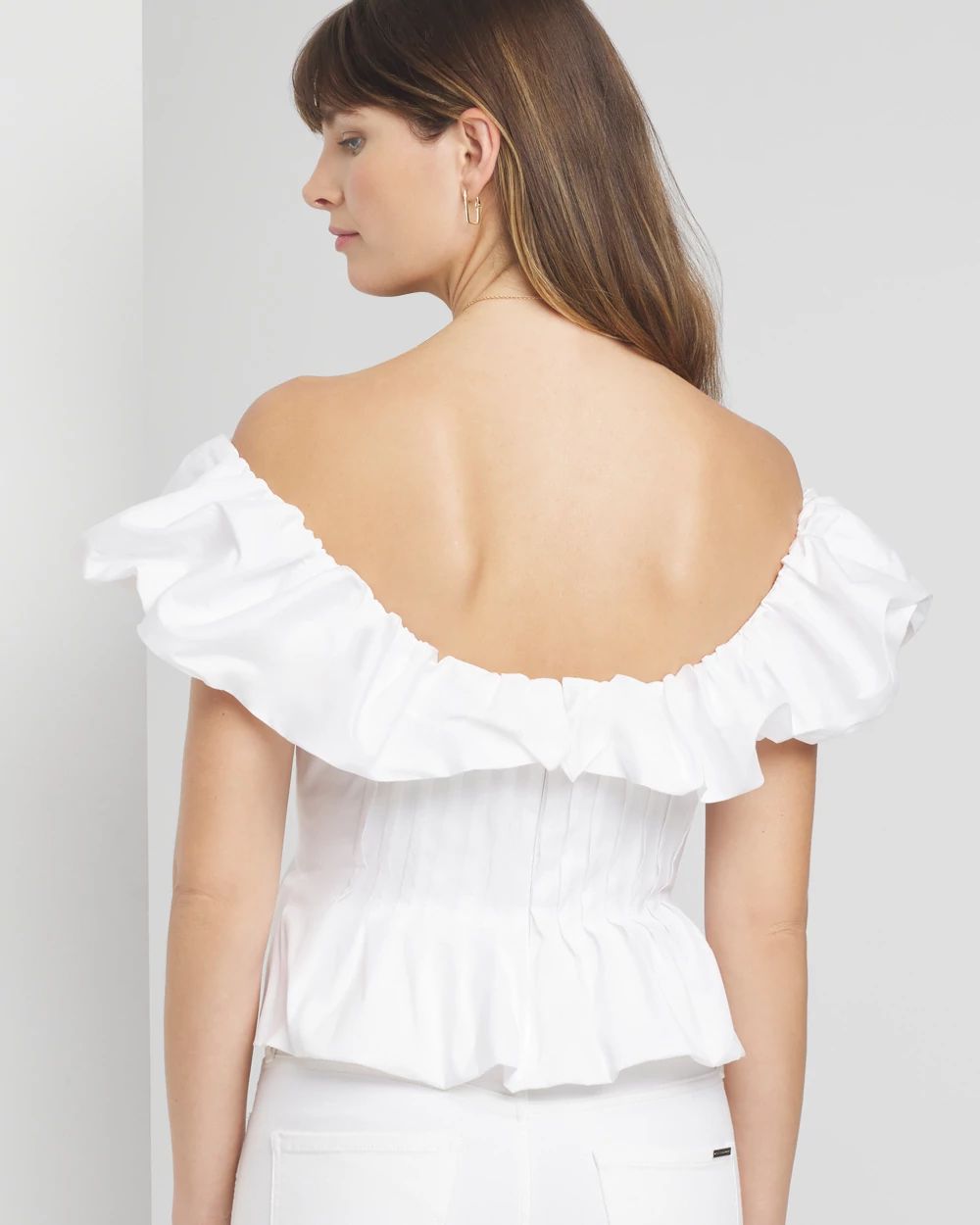 Petite Off-The-Shoulder Drama Seamed Bustier click to view larger image.