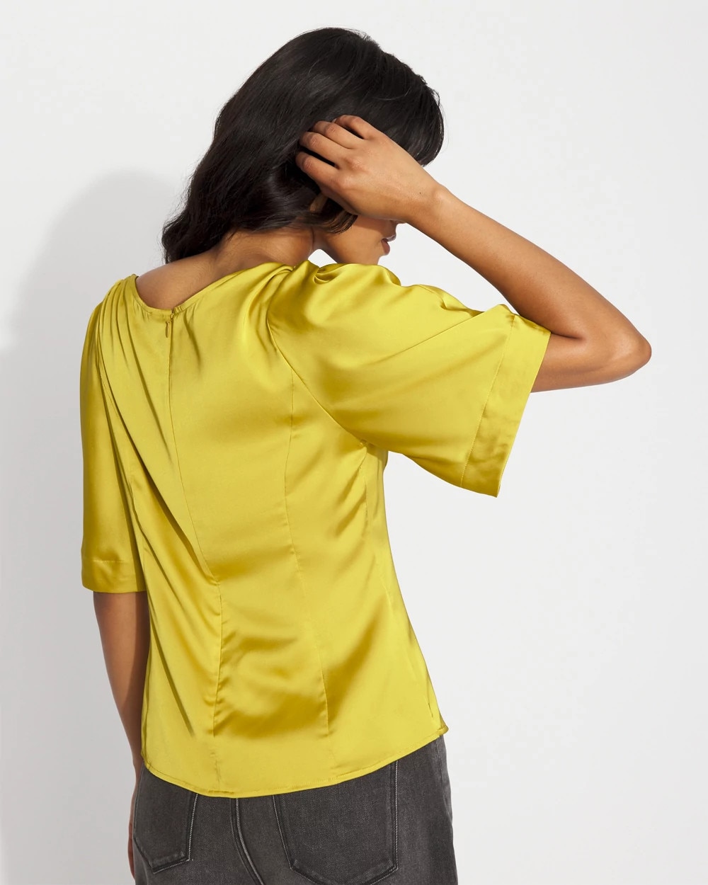 Satin Twist-Shoulder Top