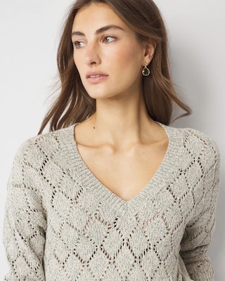 Pointelle Marled Shimmer Sweater click to view larger image.