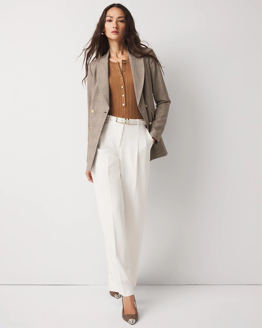 Plaid Double-Breasted Blazer - image 2