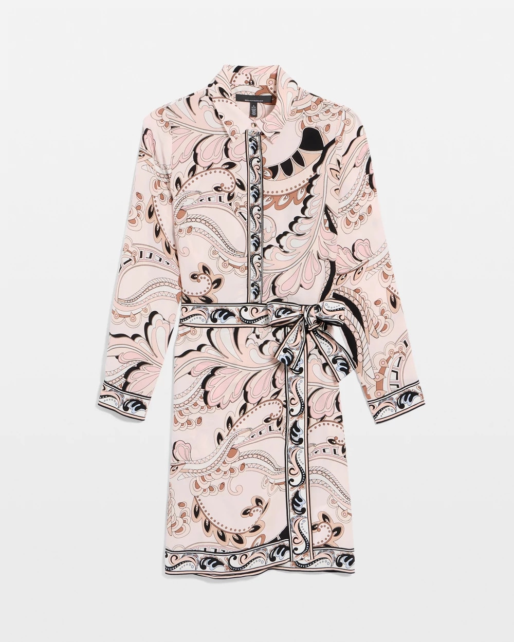 Tie-Waist Faux Wrap Shirt Dress