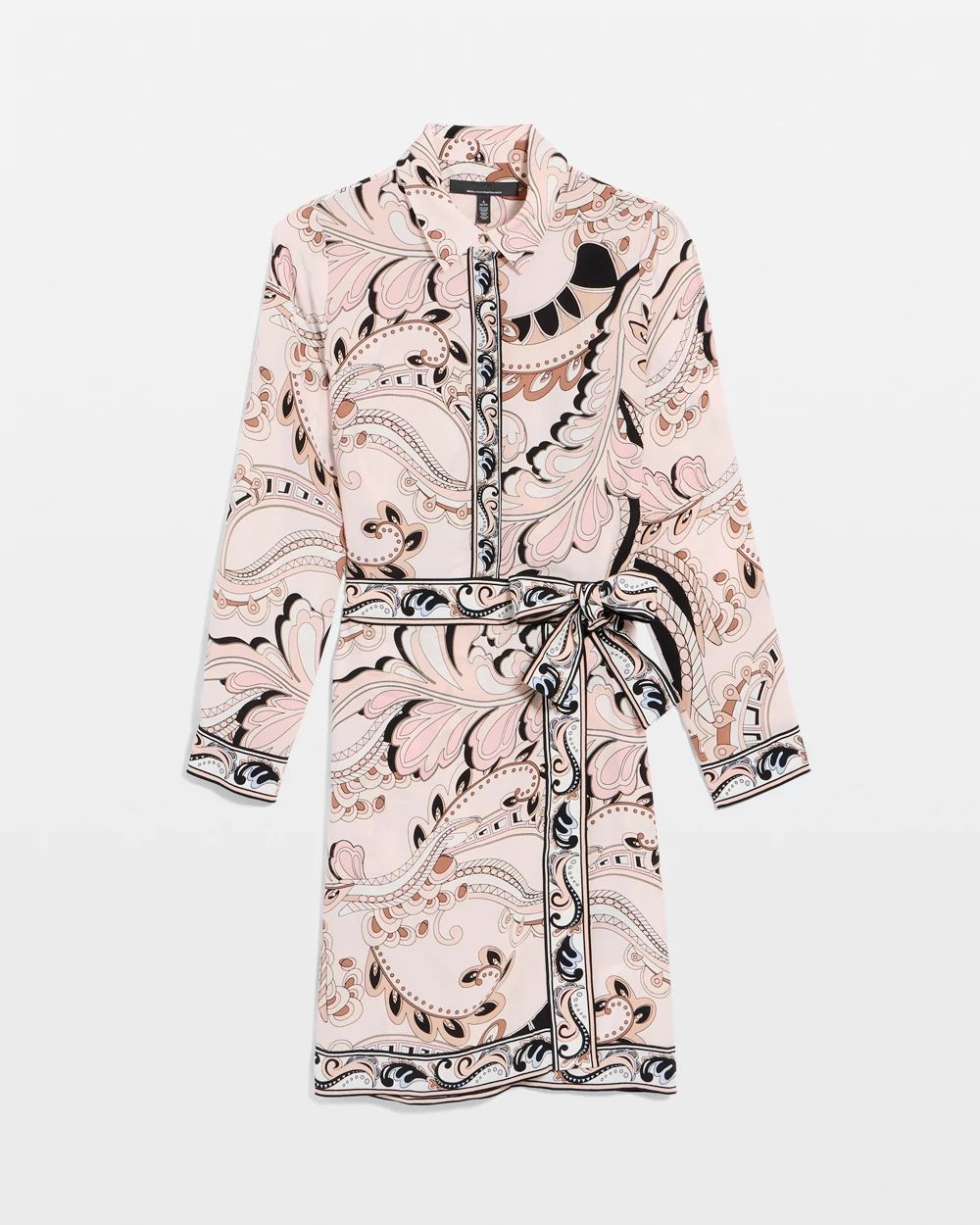 Tie-Waist Faux Wrap Shirt Dress click to view larger image.