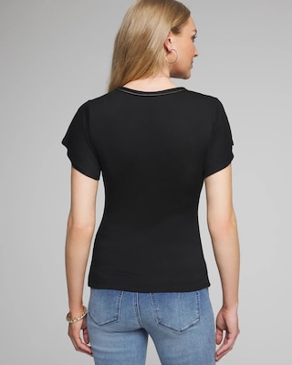 Outlet WHBM Flutter Sleeve Front Shirred Top click to view larger image.