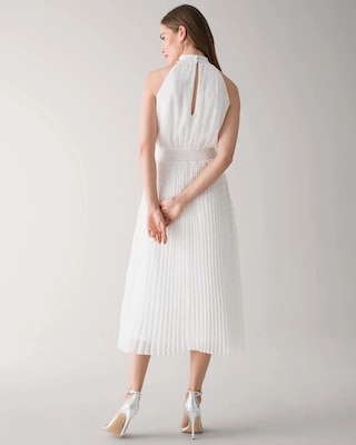 Pleated Halter Midi Dress