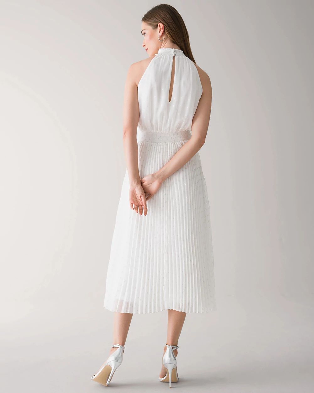 Pleated Halter Midi Dress