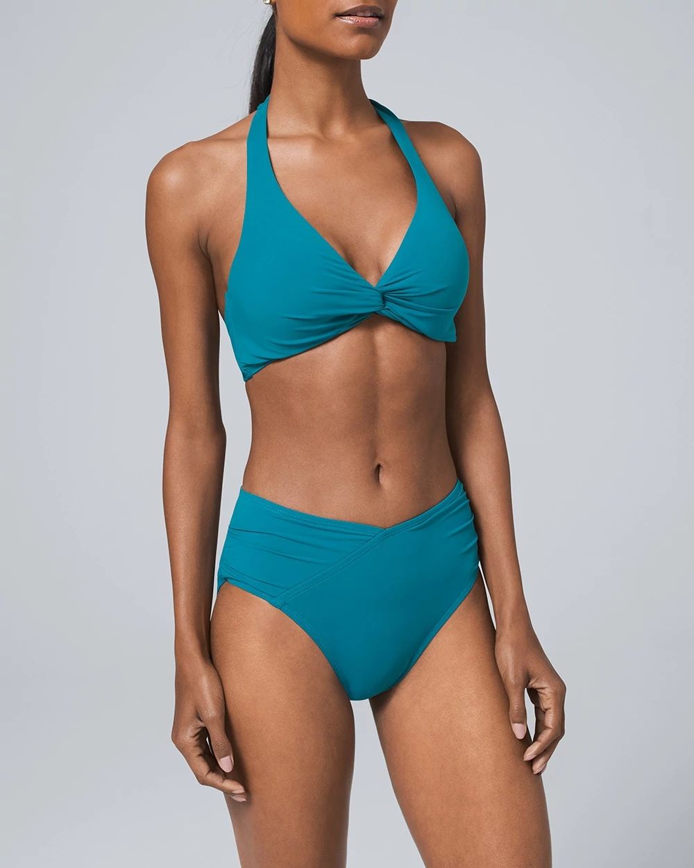 Two-Tone High-Waist Wrap Bikini Bottom