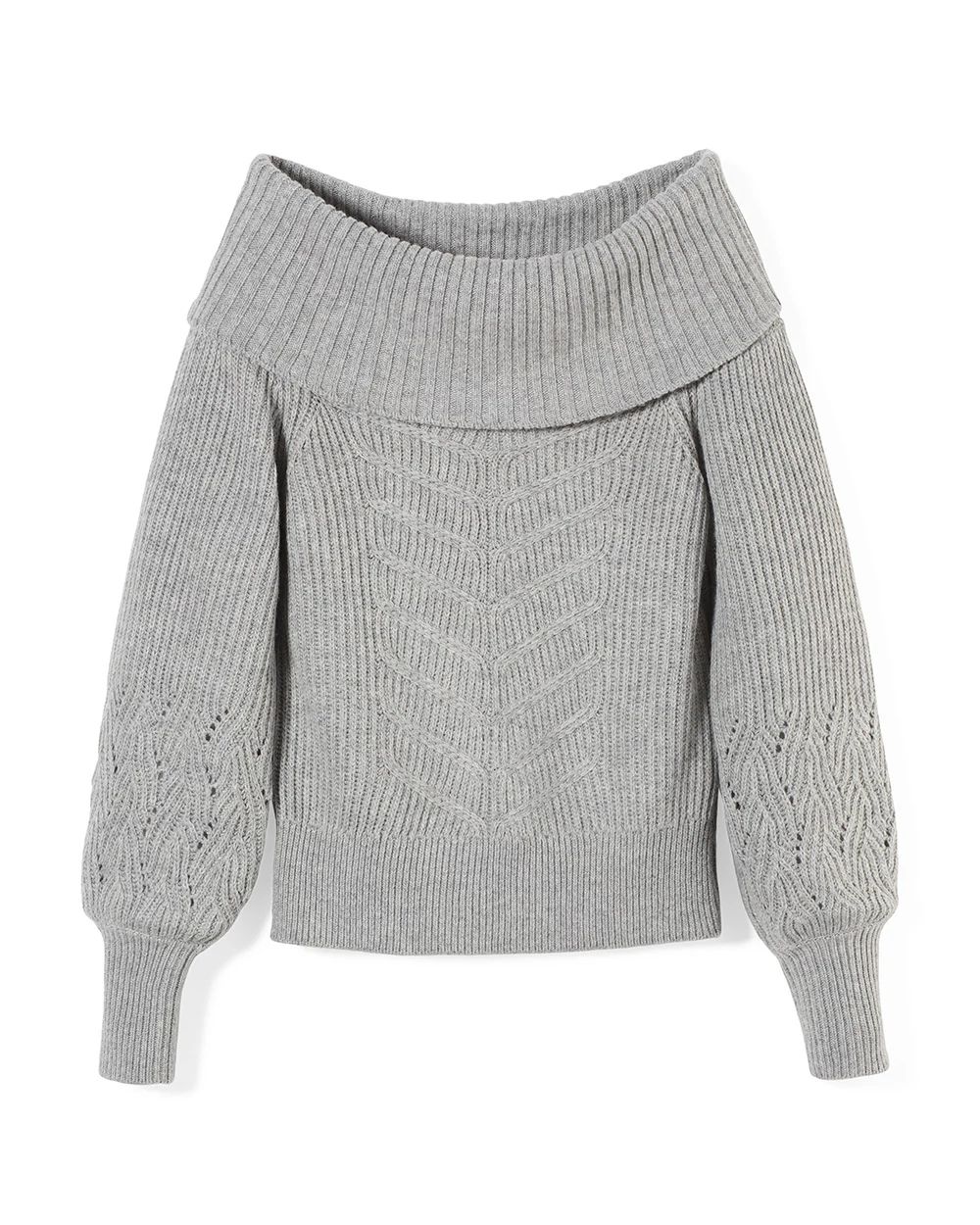 Off the Shoulder Cable Knit Sweater White House Black Market