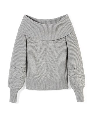 Off-the-Shoulder Cable Knit Sweater