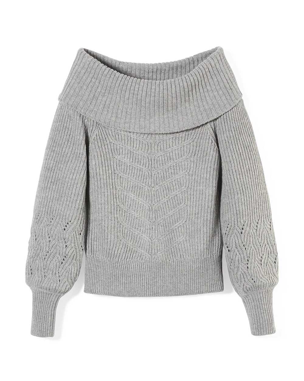 Off the Shoulder Cable Knit Sweater