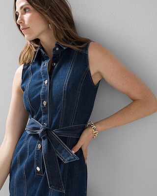 Sleeveless Denim Shirtdress