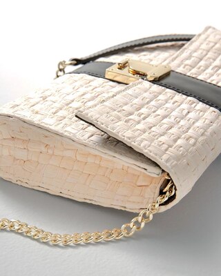 Raffia + Leather Clutch